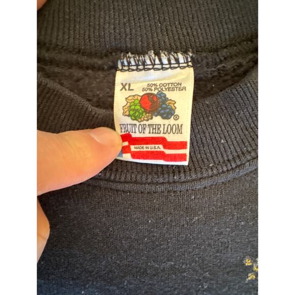 Vintage Wyoming Nature USA Made FOTL XL Faded Black Raglan Crewneck - Picture 2 of 7